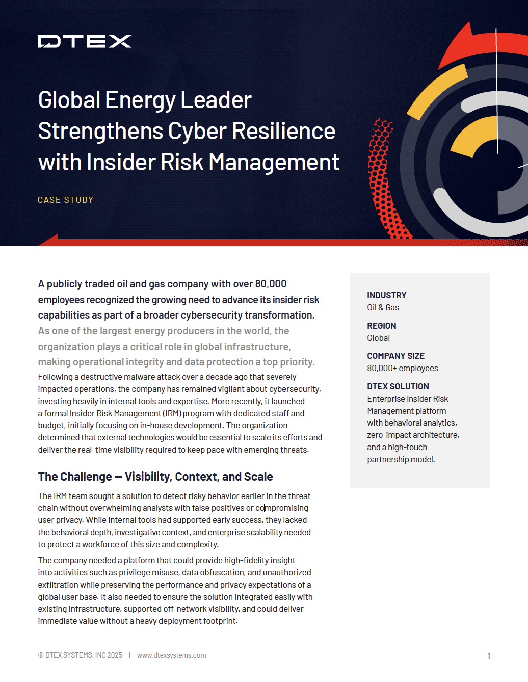 Energy Company case study cyber resilience